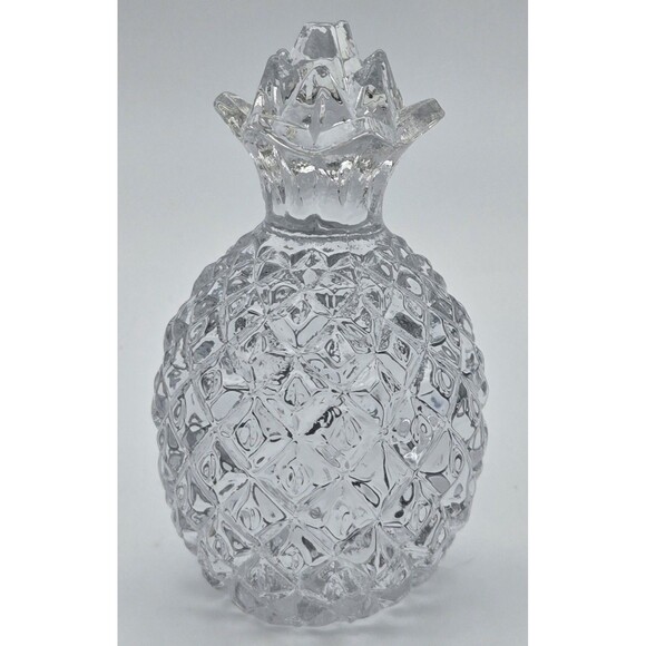 Clear Pressed Glass Pineapple Figurine Diamond Point Decor Paperweight 4in - Picture 4 of 8